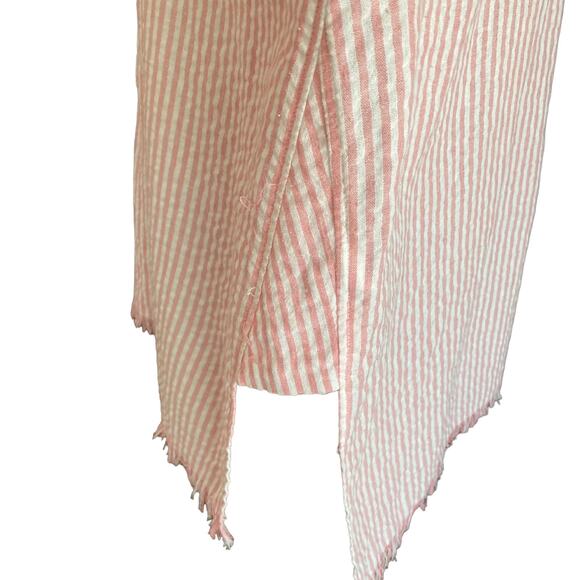 Umgee Pink & White Stripe Oversized Button Down Tunic Top MED Boho Lagenlook - Picture 6 of 8